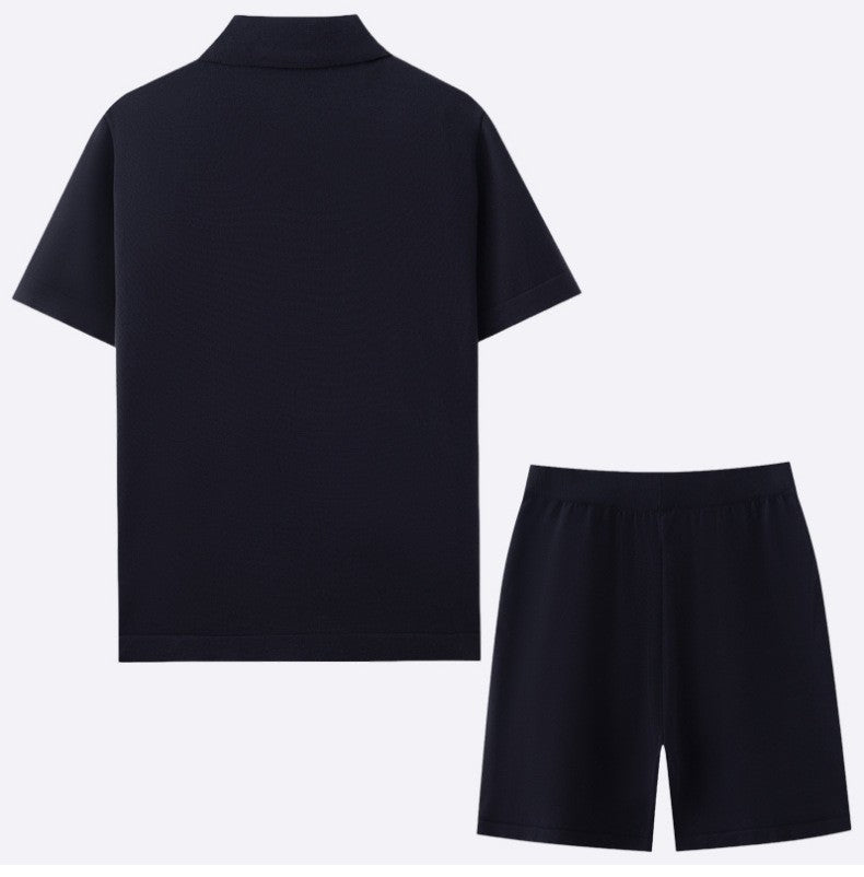 Men's Mosaic Knit Button-Down Outfit Set