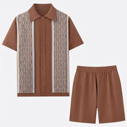 Men's Mosaic Knit Button-Down Outfit Set
