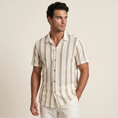 Men's Open Collar Stripe Shirt