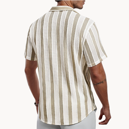 Men's Open Collar Stripe Shirt