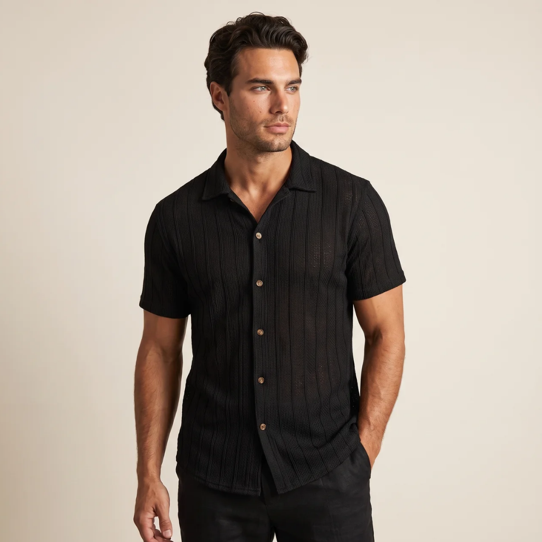 Men's Open Collar Stripe Shirt