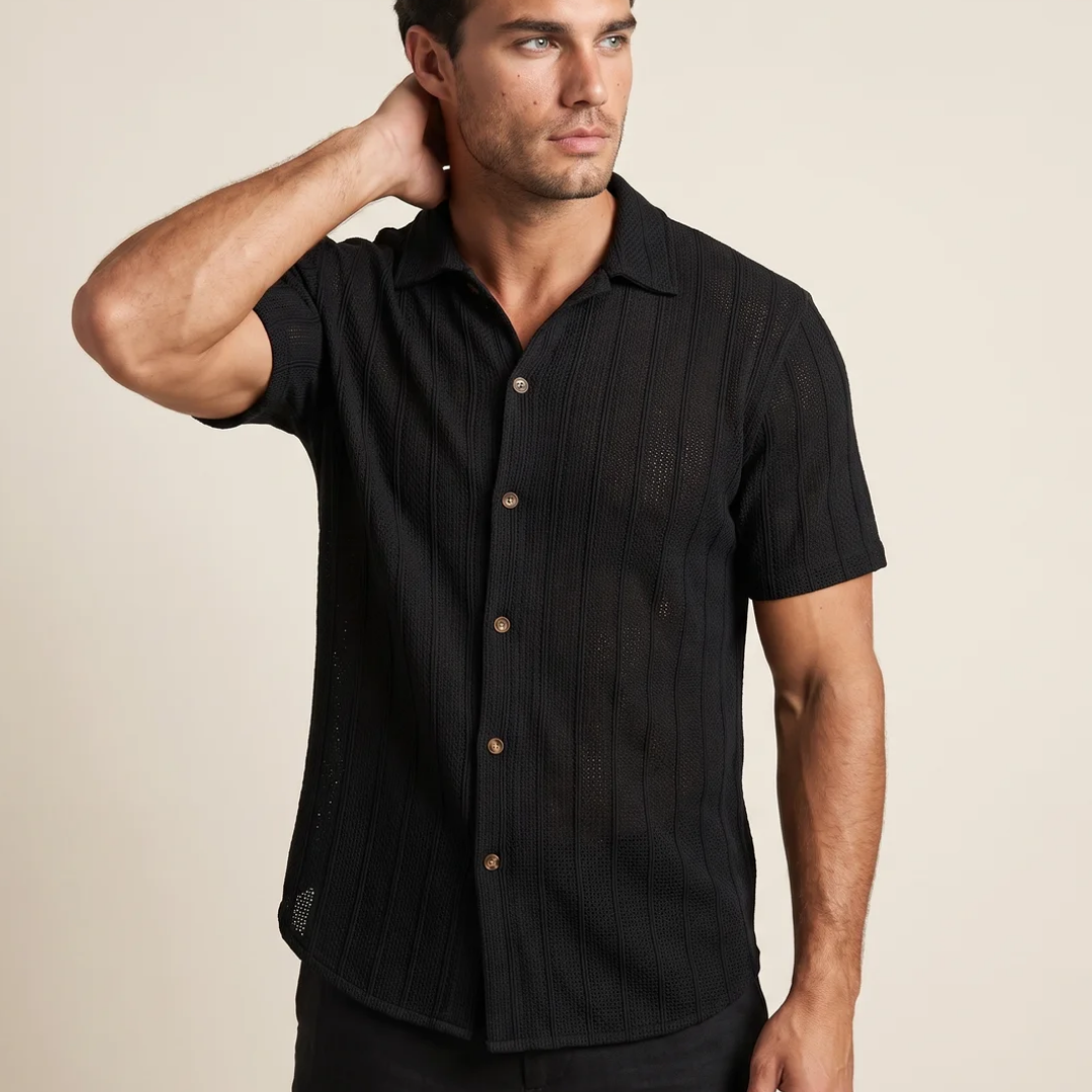 Men's Open Collar Stripe Shirt