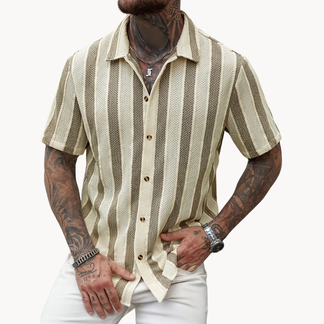 Men's Open Collar Stripe Shirt