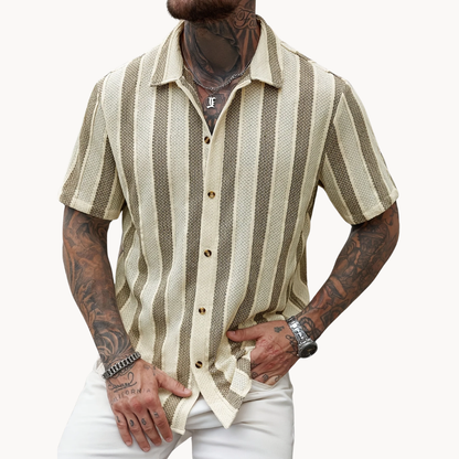 Men's Open Collar Stripe Shirt
