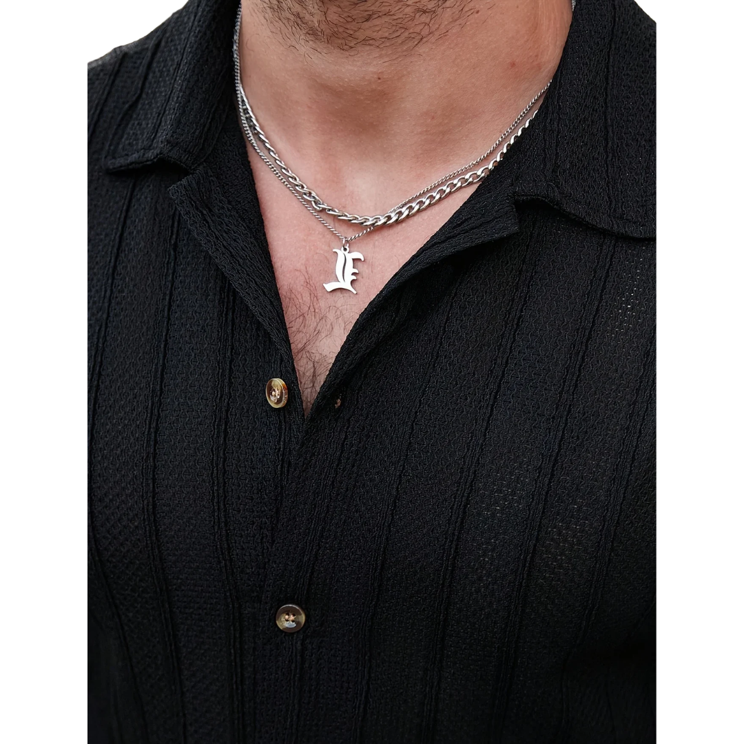 Men's Open Collar Stripe Shirt