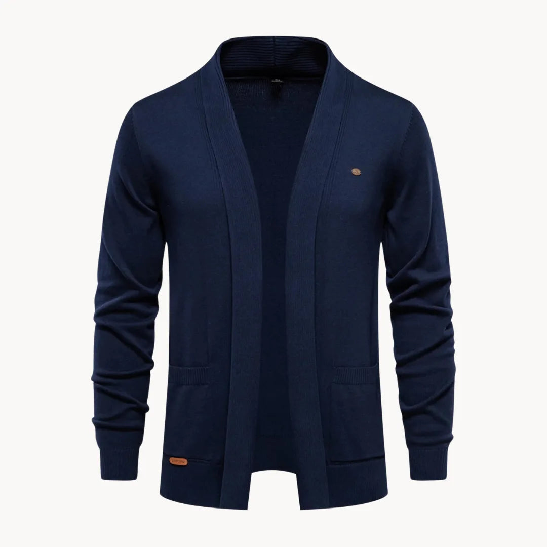 Men's Open V-Neck Cardigan with Long Sleeves
