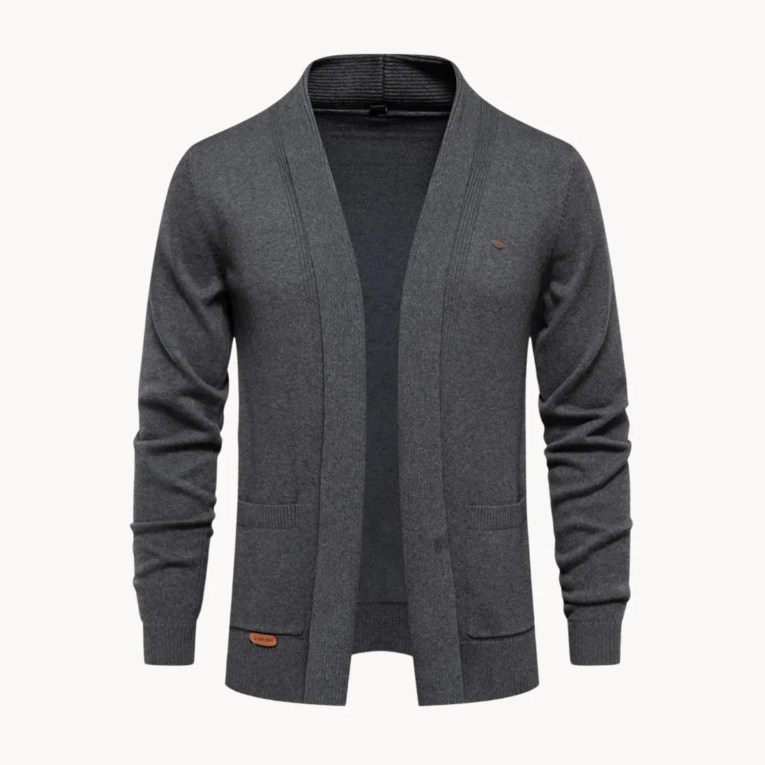 Men's Open V-Neck Cardigan with Long Sleeves