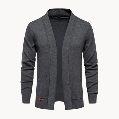 Men's Open V-Neck Cardigan with Long Sleeves