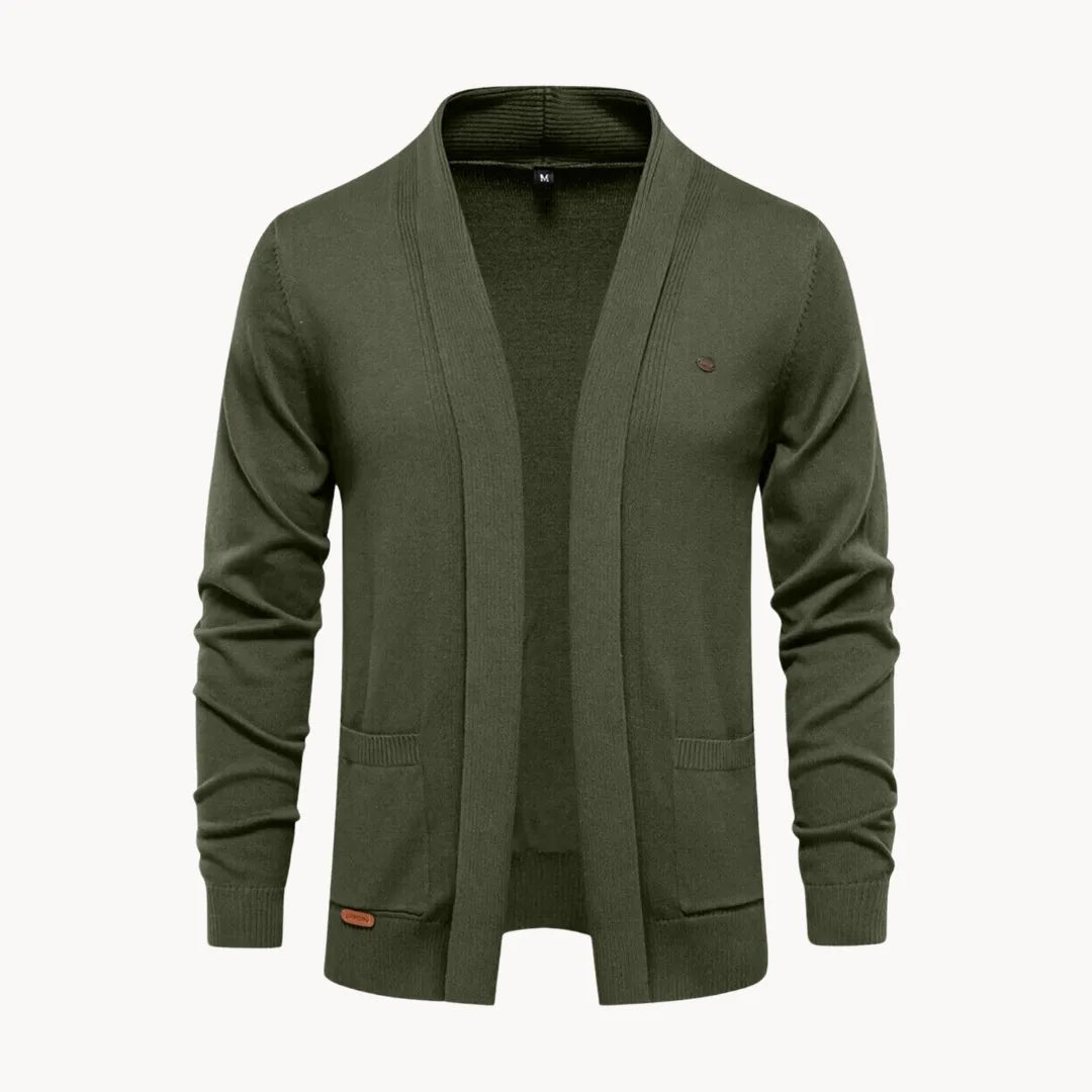 Men's Open V-Neck Cardigan with Long Sleeves