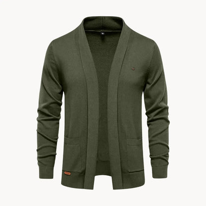 Men's Open V-Neck Cardigan with Long Sleeves