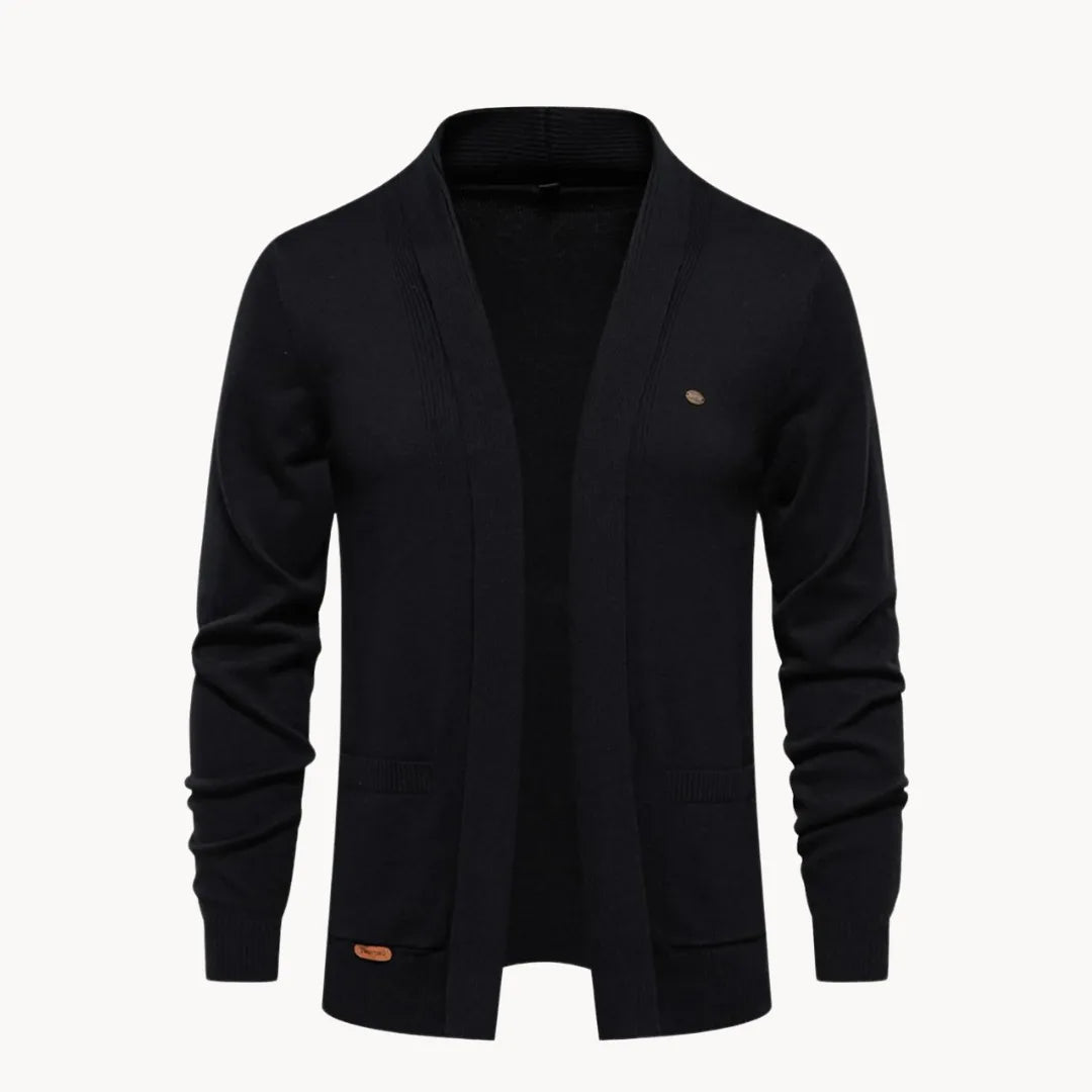 Men's Open V-Neck Cardigan with Long Sleeves