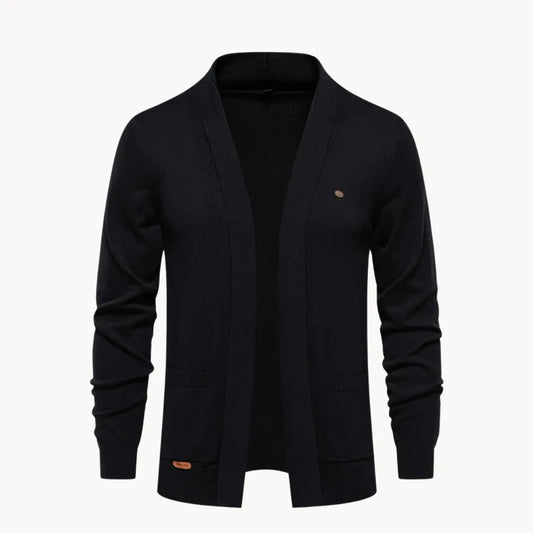 Men's Open V-Neck Cardigan with Long Sleeves