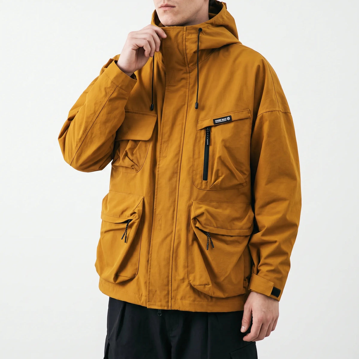 Men's Outdoor Jacket with Hood and Cargo Pockets