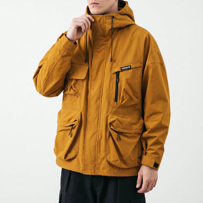 Men's Outdoor Jacket with Hood and Cargo Pockets