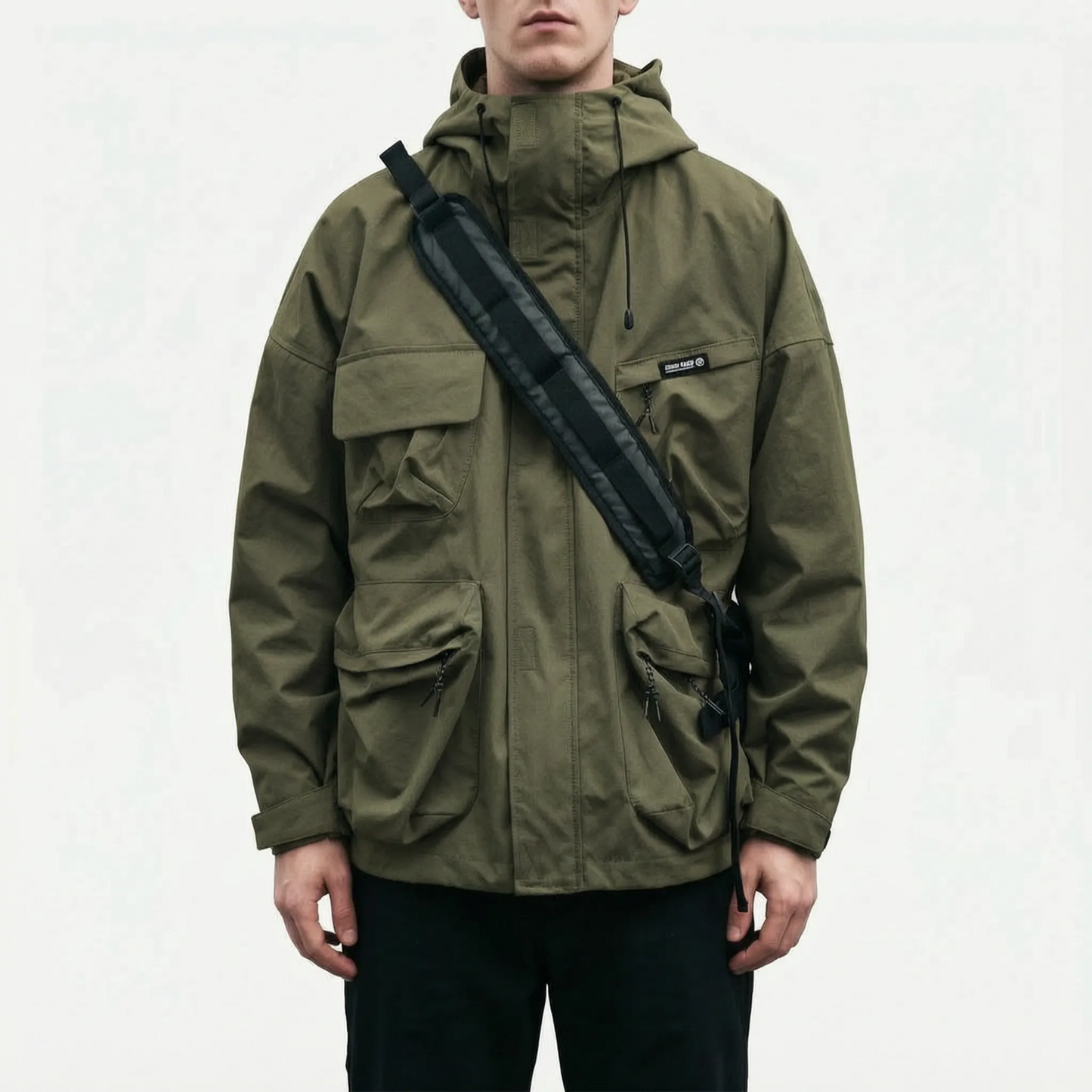 Men's Outdoor Jacket with Hood and Cargo Pockets