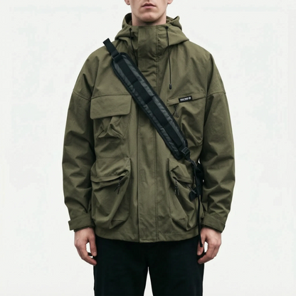 Men's Outdoor Jacket with Hood and Cargo Pockets