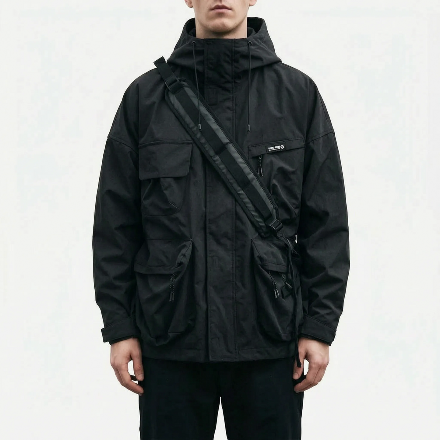 Men's Outdoor Jacket with Hood and Cargo Pockets