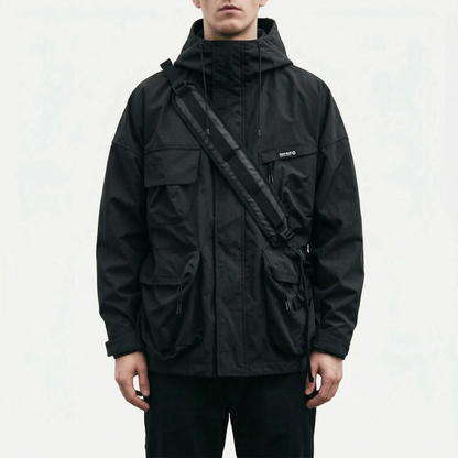 Men's Outdoor Jacket with Hood and Cargo Pockets