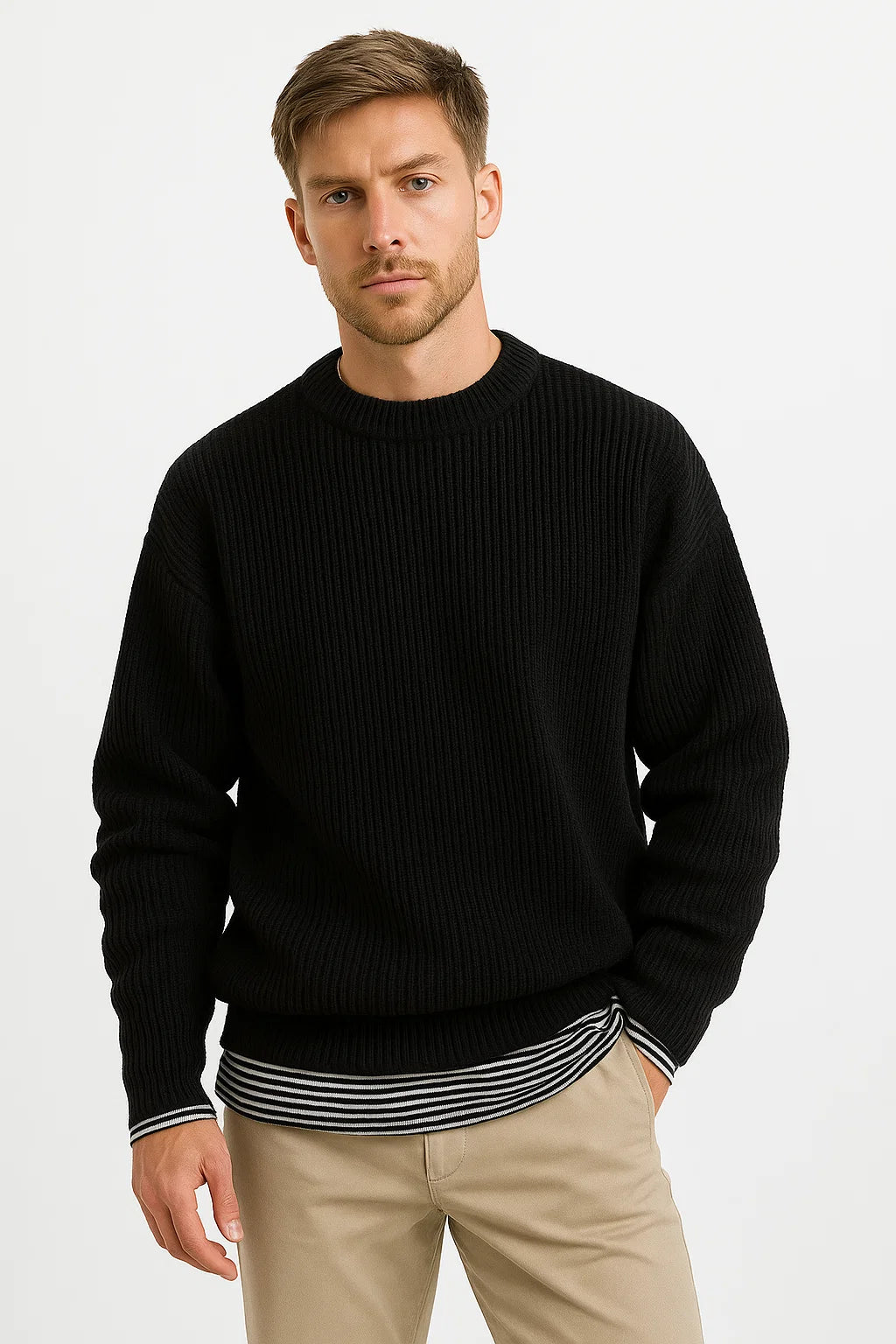 Men's Oversized Knit Ribbed Sweater