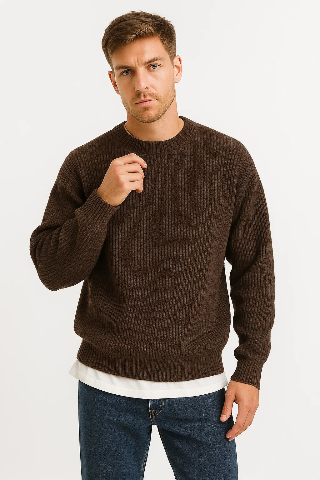 Men's Oversized Knit Ribbed Sweater