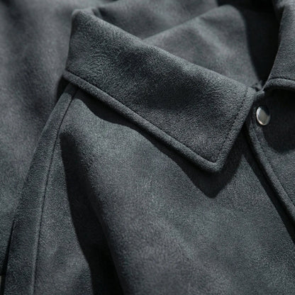Men's PU Leather Bomber Jacket with Press Studs