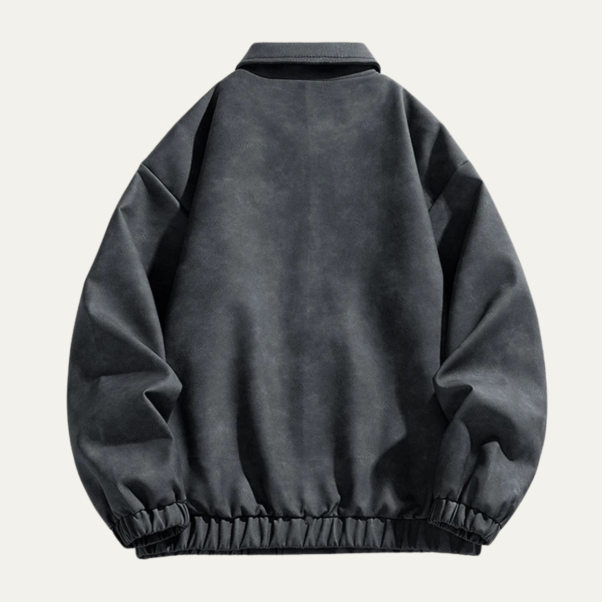 Men's PU Leather Bomber Jacket with Press Studs