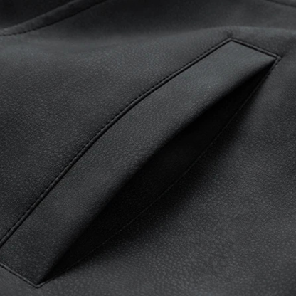 Men's PU Leather Bomber Jacket with Press Studs