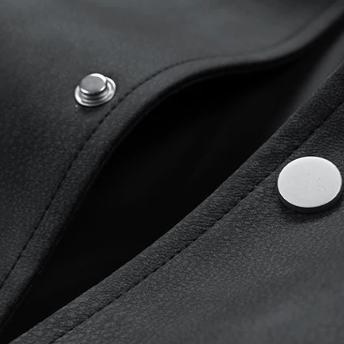 Men's PU Leather Bomber Jacket with Press Studs