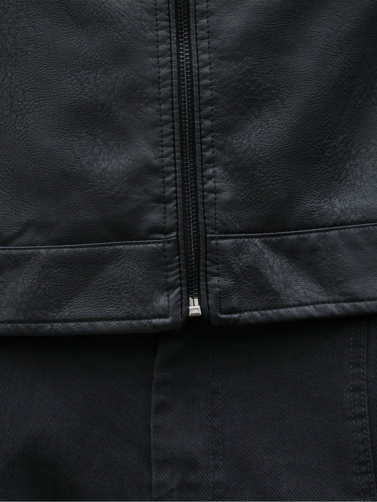 Men's PU Leather Jacket with Zip Pockets