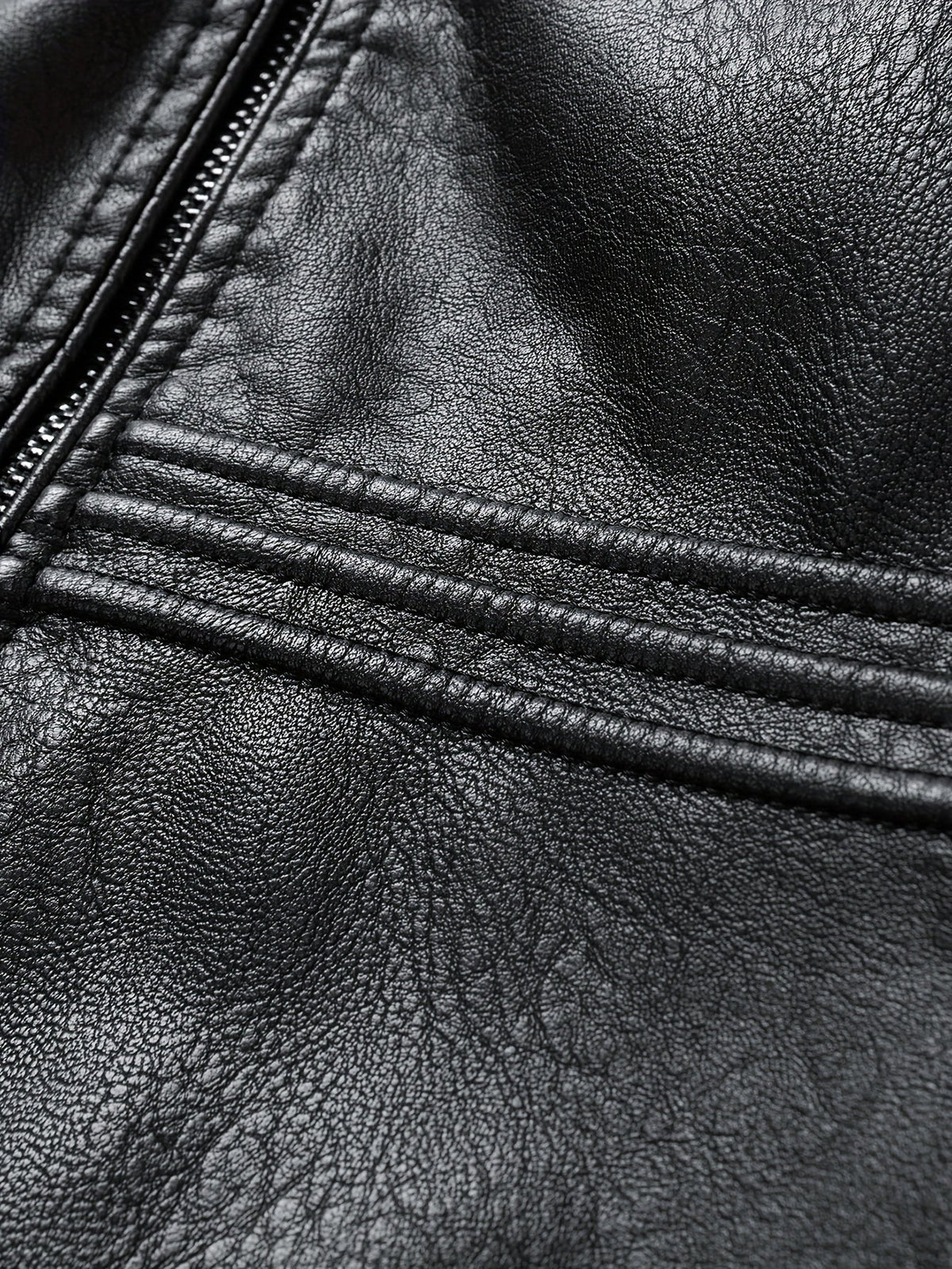 Men's PU Leather Jacket with Zip Pockets