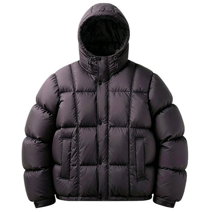 Men's Padded Down Jacket with Hood for Winter Warmth