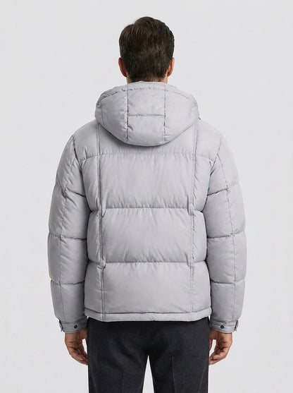 Men's Padded Down Jacket with Hood for Winter Warmth