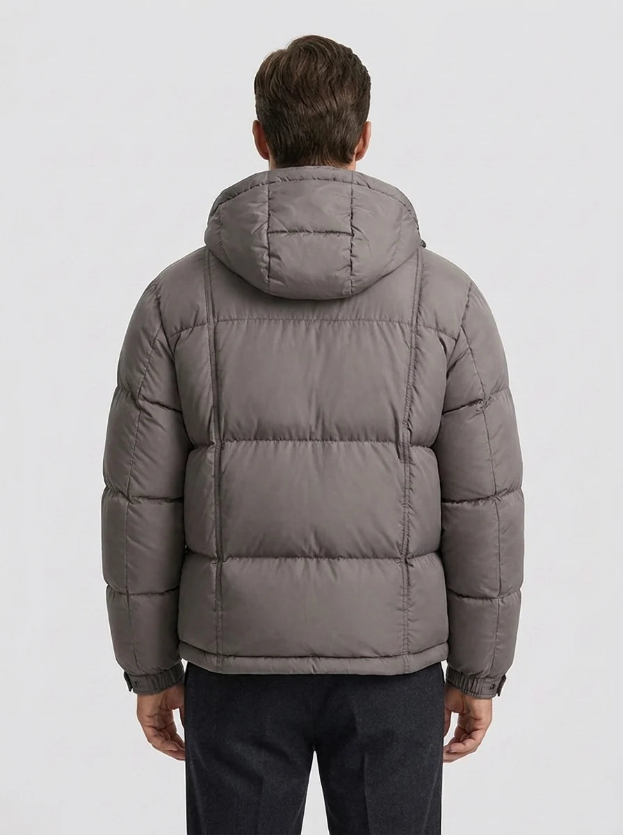 Men's Padded Down Jacket with Hood for Winter Warmth