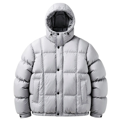 Men's Padded Down Jacket with Hood for Winter Warmth