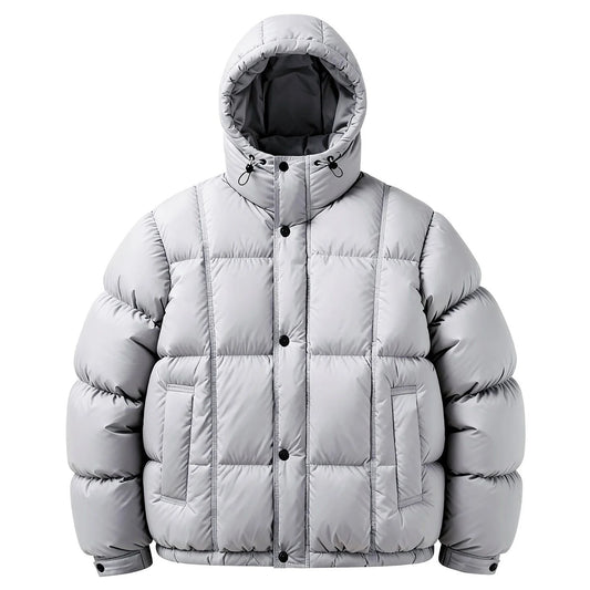 Men's Padded Down Jacket with Hood for Winter Warmth