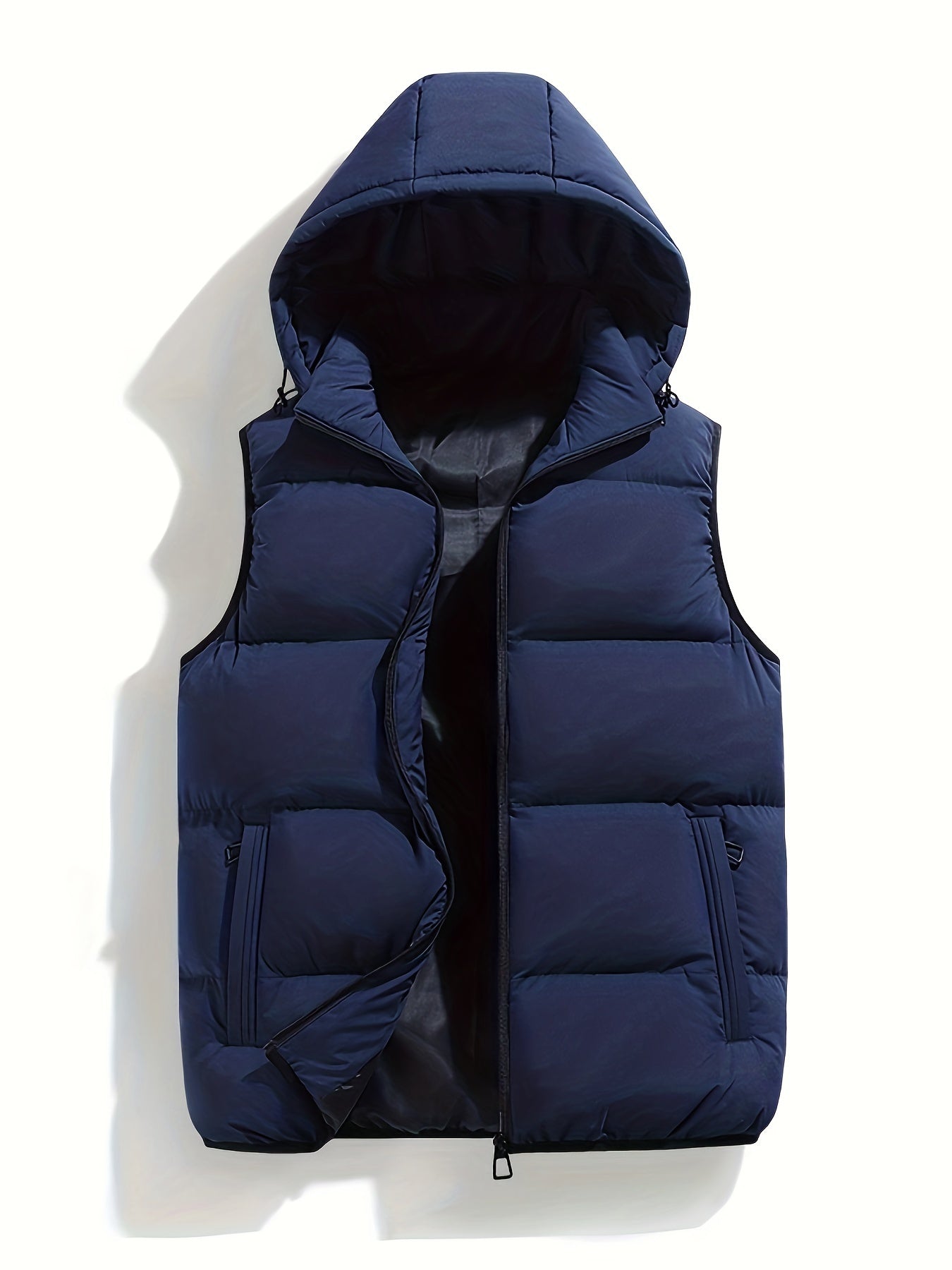 Men's Padded Vest with Stand-Up Collar and Hood