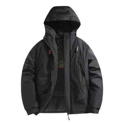 Men's Padded Winter Coat with Hood and Zipper