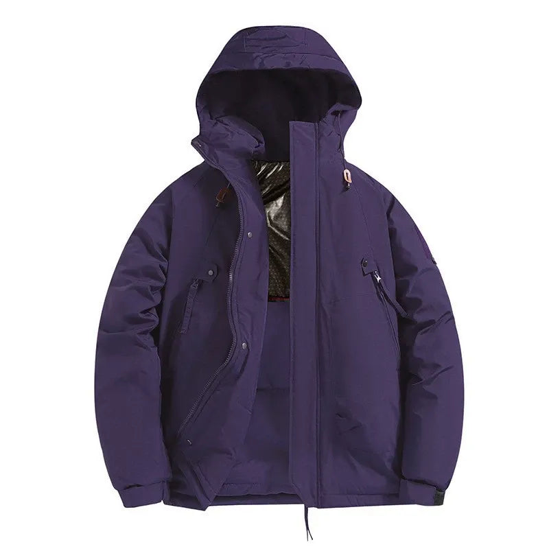 Men's Padded Winter Coat with Hood and Zipper