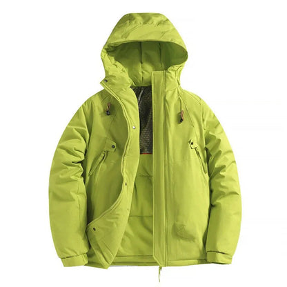 Men's Padded Winter Coat with Hood and Zipper