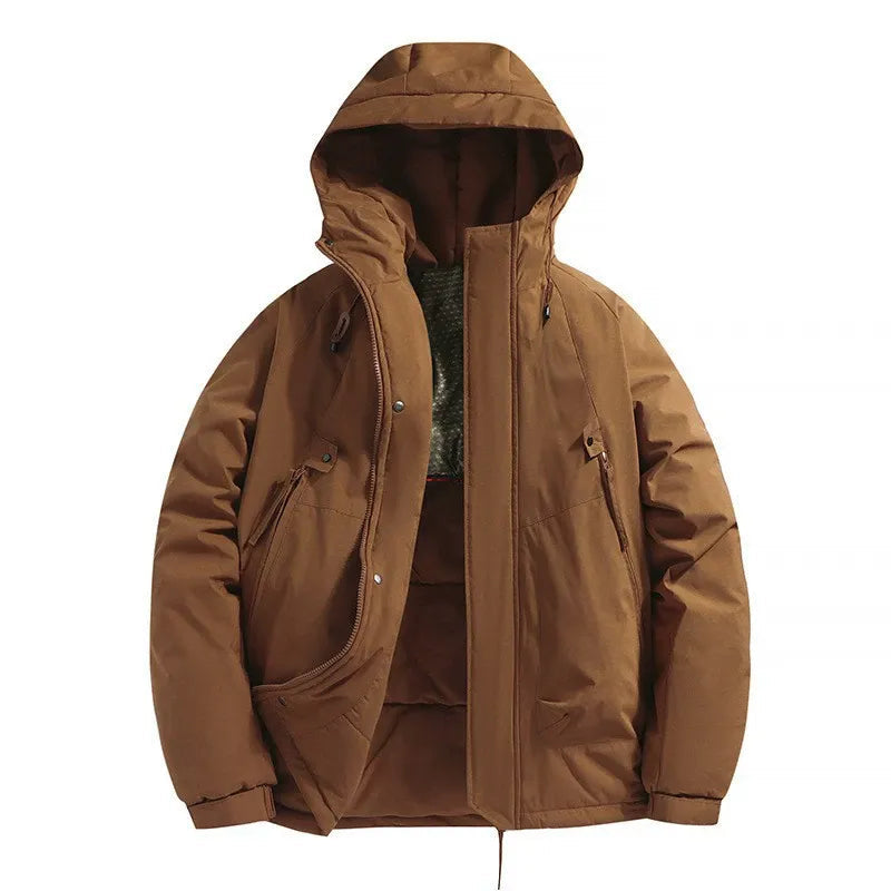 Men's Padded Winter Coat with Hood and Zipper