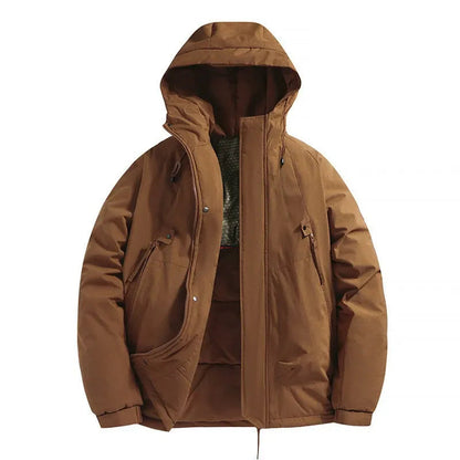 Men's Padded Winter Coat with Hood and Zipper