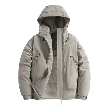 Men's Padded Winter Coat with Hood and Zipper