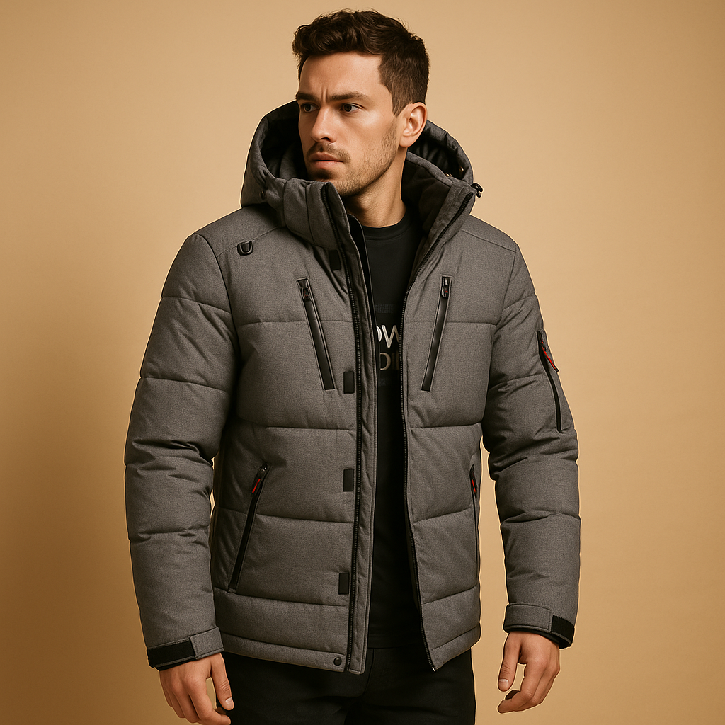 Men's Parka Jacket with Removable Hood for Winter Warmth