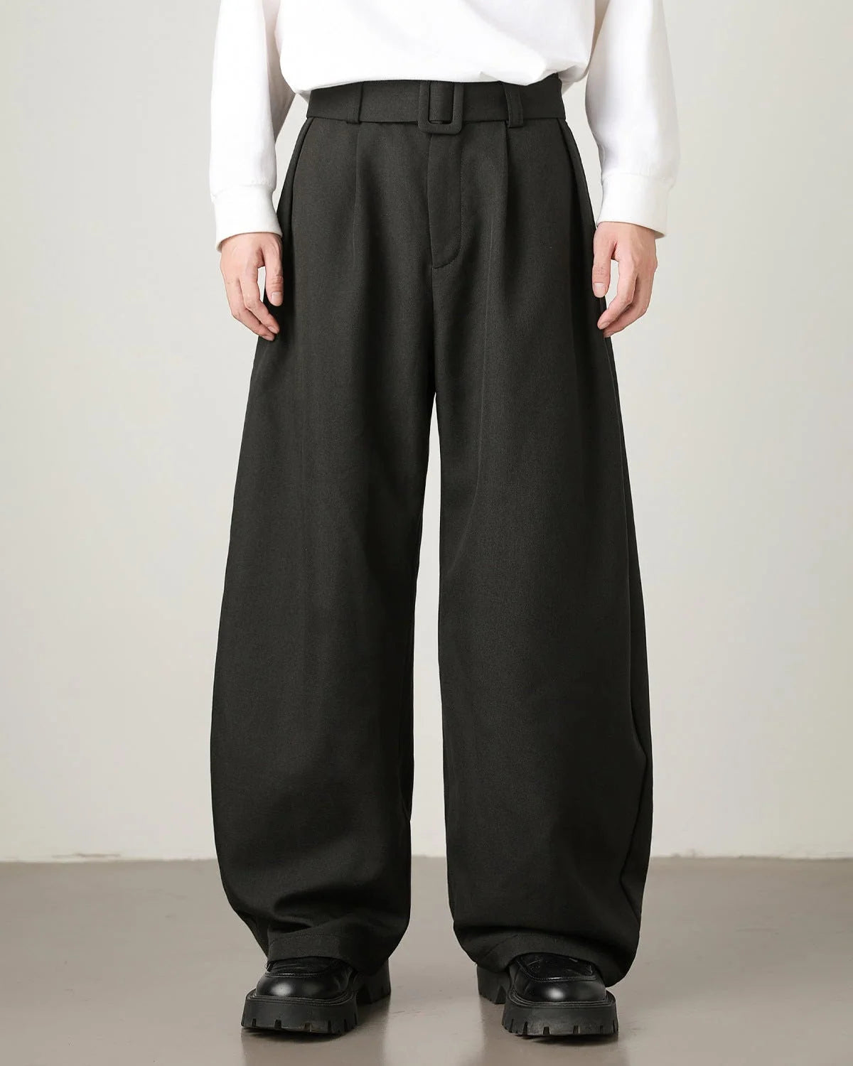 Men's Pleated High-Waist Trousers