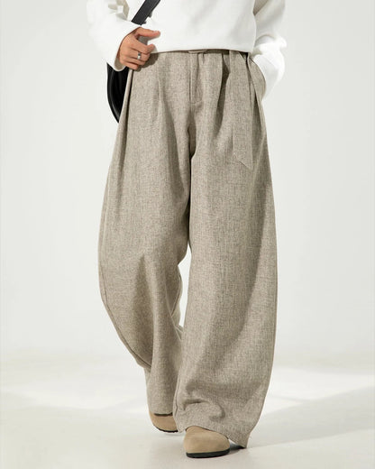 Men's Pleated High-Waist Trousers