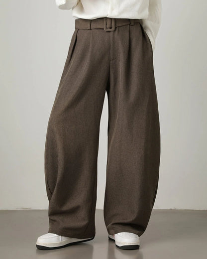 Men's Pleated High-Waist Trousers