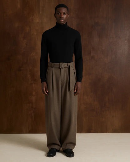 Men's Pleated High-Waist Trousers