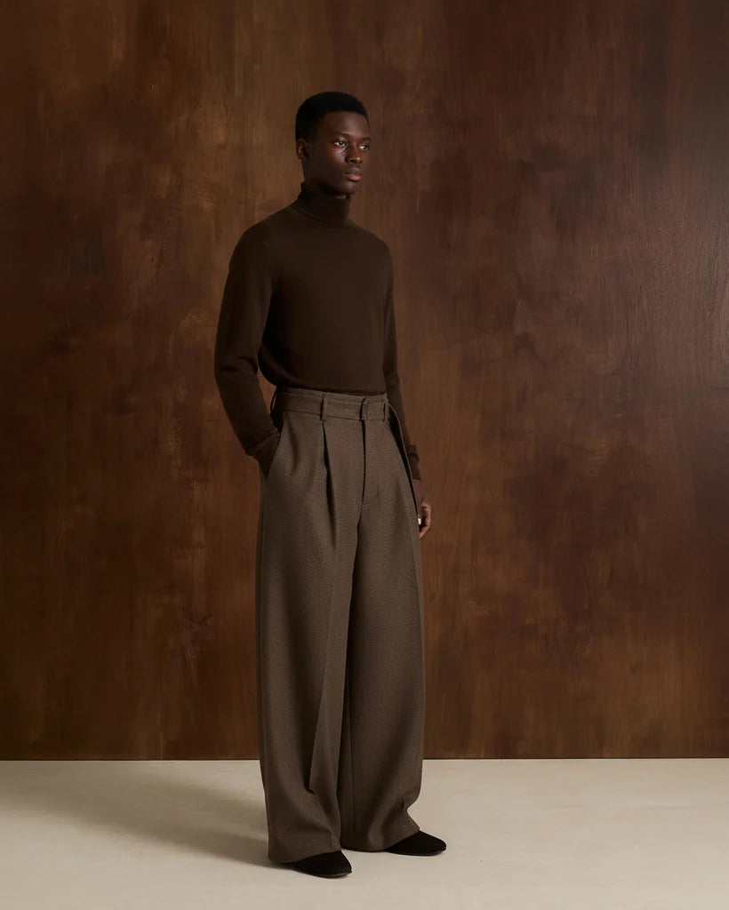 Men's Pleated High-Waist Trousers