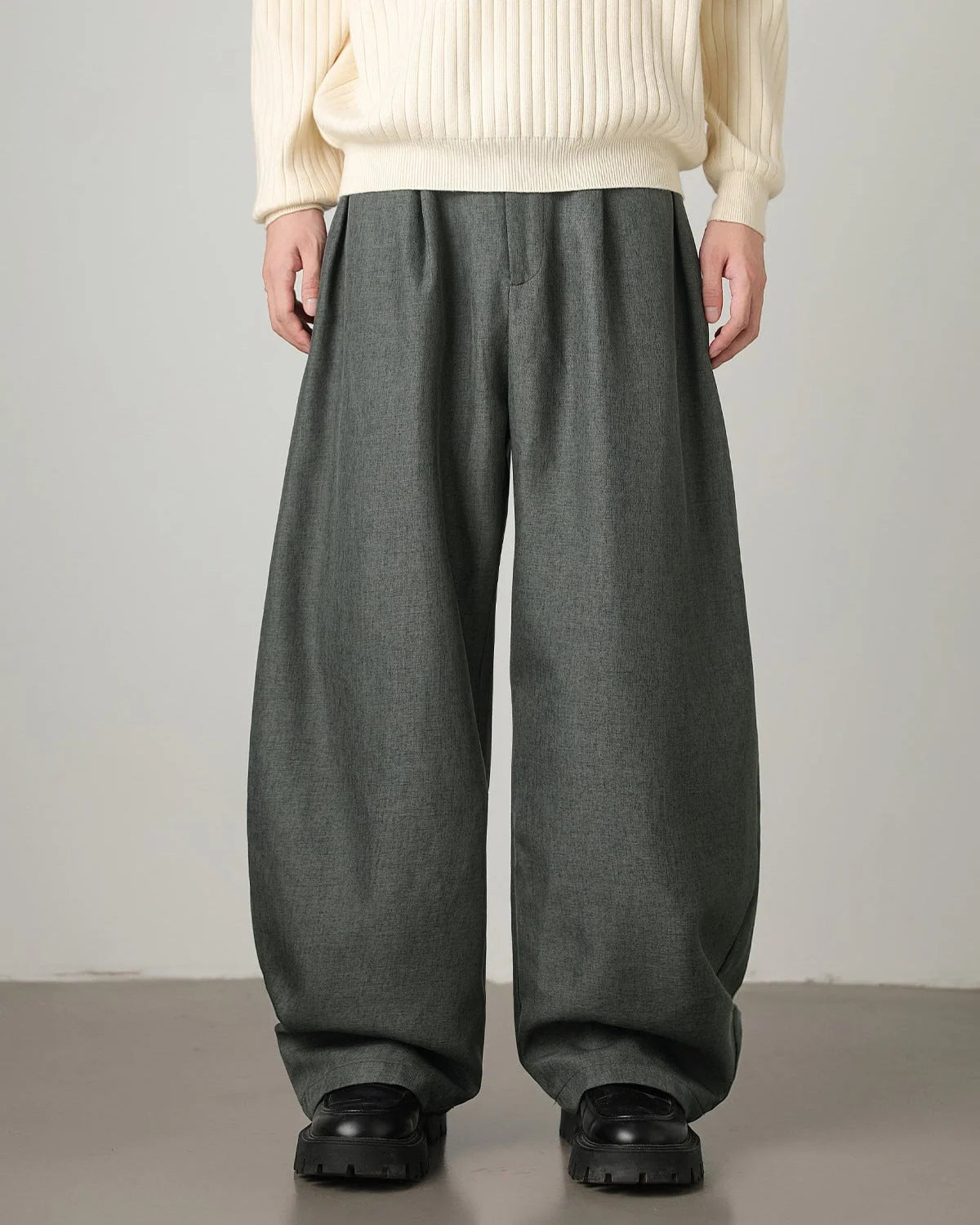 Men's Pleated High-Waist Trousers