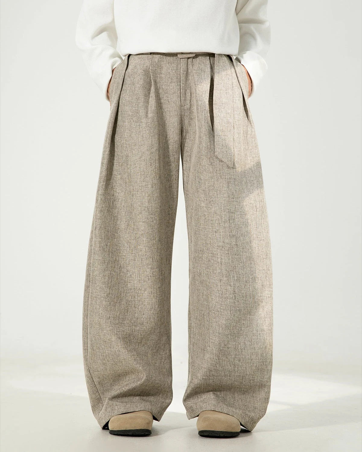 Men's Pleated High-Waist Trousers